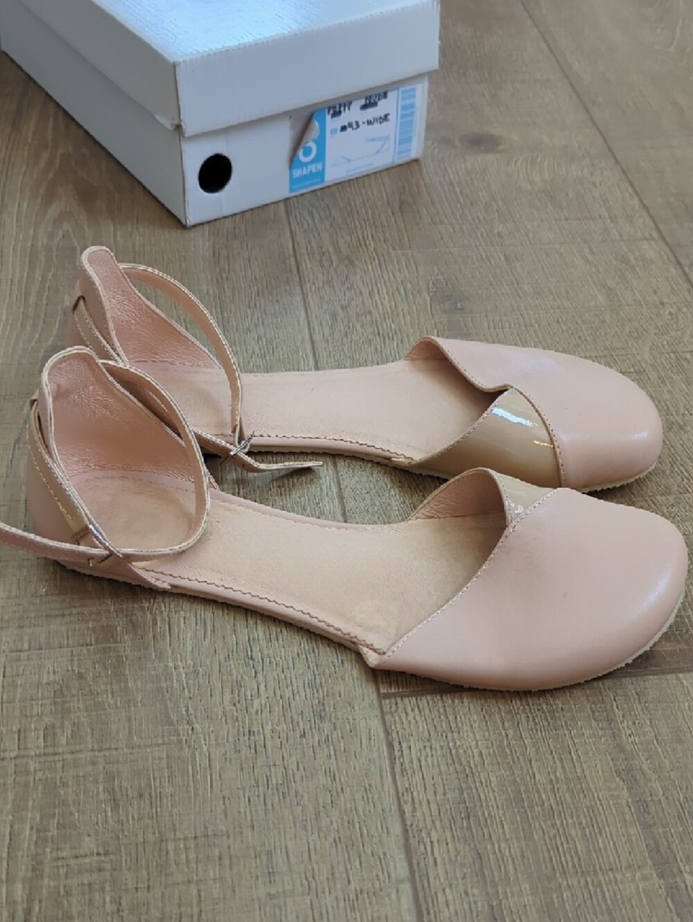 Shapen Women’s Pink Nude Poppy Flats with Ankle Straps - Picture 5 of 6